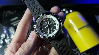 Citizen Eco Drive GMT Divers 200m Titanium Super Promaster BJ7110 Watch Unboxing