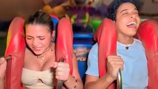 Amazing slingshot ride Girl Fall out 😱 | Slingshot ride 10 legend | Would you try a slingshot