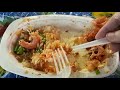 thai street food stir fried shrimp curry pad prik gaeng goong kai dao bangkok thailand