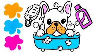 Dibuja y Colorea un Perrito en el baño de Burbujas🐶🧼 Como dibujar