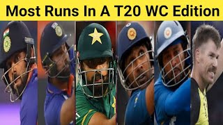 Most Runs In A T20 WC Edition 🏏 Top 10 Batsman 🔥 #shorts #viratkohli #babarazam #davidwarner
