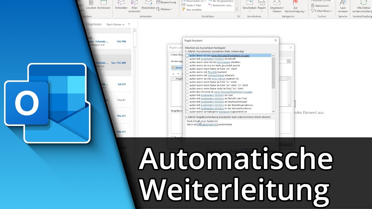 Outlook Automatische Weiterleitung Einrichten Tutorial - YouTube