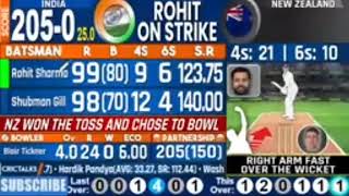 Live: IND vs NZ 3rd odi रोहित शर्मा का शानदार शतक पहले विकेट के लिए 200 रन की साझेदारी crr 8.20