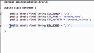 Android Developing Applications Tutorial 112 Setting up SQLite Database Variables