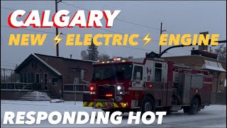 *Q+HORN* Calgary Fire Department NEW ELECTRIC⚡️ENGINE 7 responding HOT