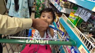 Aara First Time D_ Mart Shopping || Vijayawada || Chocolate Section || Best Aara Attitude ||