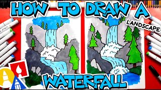 How To Draw A Waterfall Landscape - #CampYouTube Draw #WithMe