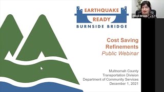 Earthquake Ready Burnside Bridge  Cost Saving Refinements Webinar 1