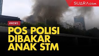 Pos Polisi di Kolong Fly Over Slipi Dibakar Pelajar STM