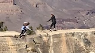 Girl nearly Falls off the Grand Canyon #shorts