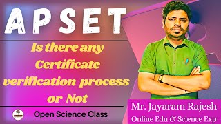 APSET 2024  Results| Is there any Certificate Verification Process or NOT ? | Open Science Class