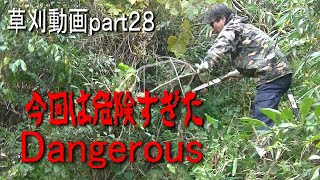 【山小屋生活】【VLOG】私の山で一番危険な場所を刈る【草刈動画ｐａｒｔ２８】【Mowing man】