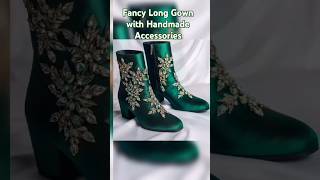 Green Velvety Gown with Handmade Accessories Luxury Winter Styling Tips Fashion