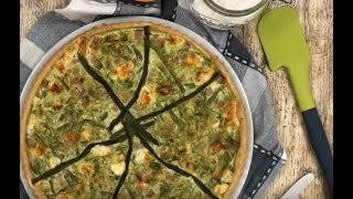 Quiche di asparagi e prosciutto con teglia forata