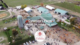 Picking a pumpkin at Downey's Farm