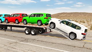 Flatbed Truck Mcqueen  | Transportation with Truck - Pothole vs Car #220 - BeamNG.Drive