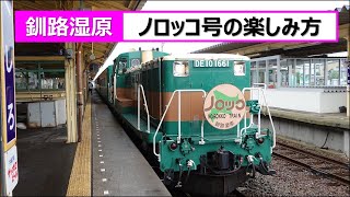 釧路ノロッコ号は、釧路湿原駅から塘路駅間がみどころだった。蛇行した釧路川、遠くまで続く草原、エゾシカ、丹頂鶴との遭遇など楽しみいっぱいです。車内アナウンスもお楽しみください。