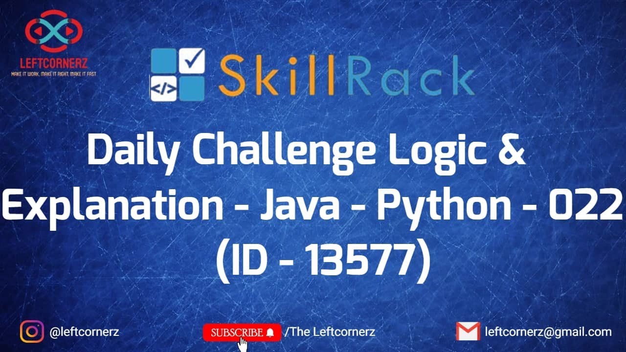 Java Python 05 07 2021 Skillrack Daily Challenge Youtube