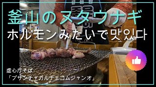 【旅行】韓国グルメ　コムジャンオ（ヌタウナギ）を食べた　ホルモンみたいでおいしかったです！「虚心庁」そば『プサンチャガルチ王コムジャンオ』