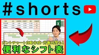 Excelで便利なシフト表！自動的にガントチャート作成や勤務時間計算！？ #shorts