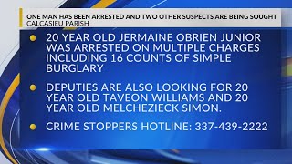 1 arrested, 2 sought in Lake Charles, Moss Bluff car burglaries