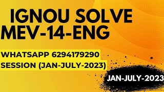 mev-14 solved assignment 2022-23 / mev-14solved assignment 2023 in english/ ignou mev-14