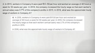 4. In 2015, workers in Company A were paid 11.50 per hour and worked an average of 40 hours a week f