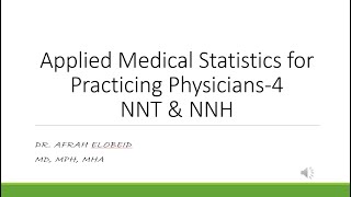 Applied Medical Statistics 4  NNT and NNH