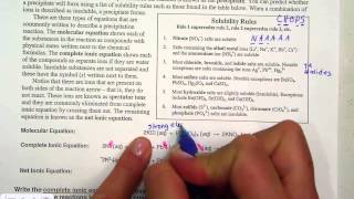 Writing Net Ionic Equations for Precipitation Reactions
