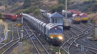 66711 powers Tunstead to Washwood Heath freight past Peak Forest