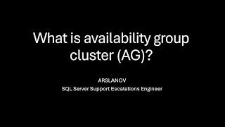 SNHA1: What is availability group cluster?