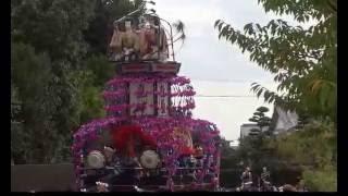 袋井市浅羽芝八幡神社祭典2016 10月7日 前夜祭 あ組1号、神社へ