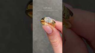 1.7ct Oval sided Diamond in a thick yellow gold Rubover Setting #emeraldengagementring