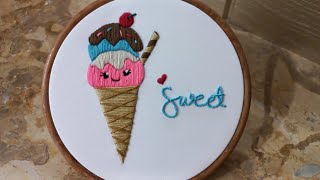 تطريز يدوي للمبتدئين طريقه تطريز ايس كريم بالتفصيل How to embroider ice cream