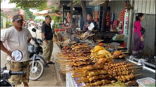 Visit Street Food Village Phum Thum District Kien Svay Kun Dal Province in the Cambodia