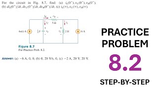 Practice Problem 8.2 Sadiku For the circuit in Fig. 8.7, find: (a) iL(0+),vC(0+),vR(0+),(b) diL0+dt
