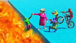 Scary Teacher 3D - Miss'T Throws Colored Spider Into Fire ( Spiderman Team Rescue ) - Game Animation