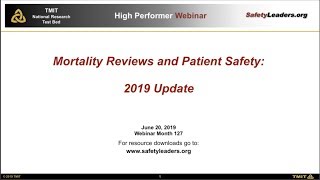 Webinar - Mortality Reviews and Patient Safety: A 2019 Update