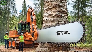 Extreme Dangerous Fastest Big Chainsaw Cutting Tree Machines | Monster Stump Removal Excavator #52