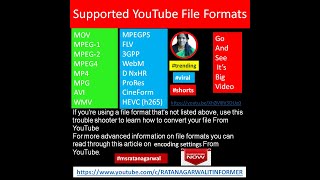 Supported YouTube File Formats|ratan agarwal #shorts #shortfeed #shortfund