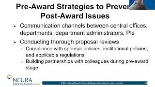 Pre-Award Strategies to Prevent Post-Award Issues: Coordination Between Offices