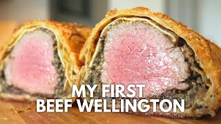 I tried making Joshua Weissman's Beef Wellington (2M sub special)