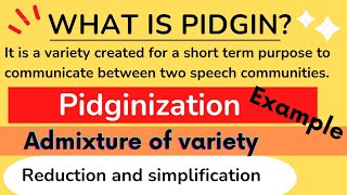 Pidgin | pidgin language | definition |pidginization process| pidgin example |Muhammadullahofficial