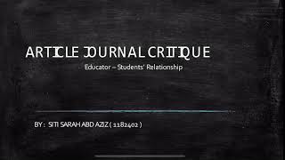 Article Journal Critique Presentation