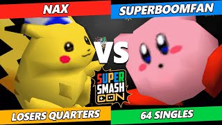 SSC 2023 Top 8 - Nax (Pikachu) Vs. SuPeRbOoMfAn (Kirby, Yoshi) Smash 64 Tournament