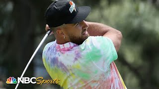 Travis Kelce drains eagle on 18, gives Patrick Mahomes massive chest bump at ACC | NBC Sports