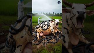 Cow covered in million large snakes rescue team saved cow #humanity #cow #animals #rescueanimals