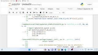 Python program on Modified Euler method to solve ODE