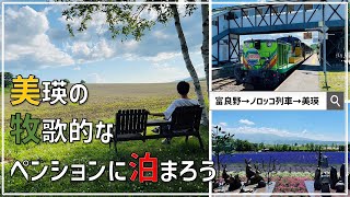 【アローン旅】７月の北海道７泊８日の旅②　富良野・美瑛編 　ファーム富田 とみたメロンハウス 絶景の路 四季彩の丘 新栄の丘 美瑛神社 ノロッコ列車 トムテリム  【セミリタイアおじさんの修学旅行】