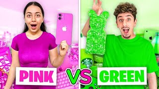 EVERYTHING in One Color for 24 Hours! (Pink VS Green)